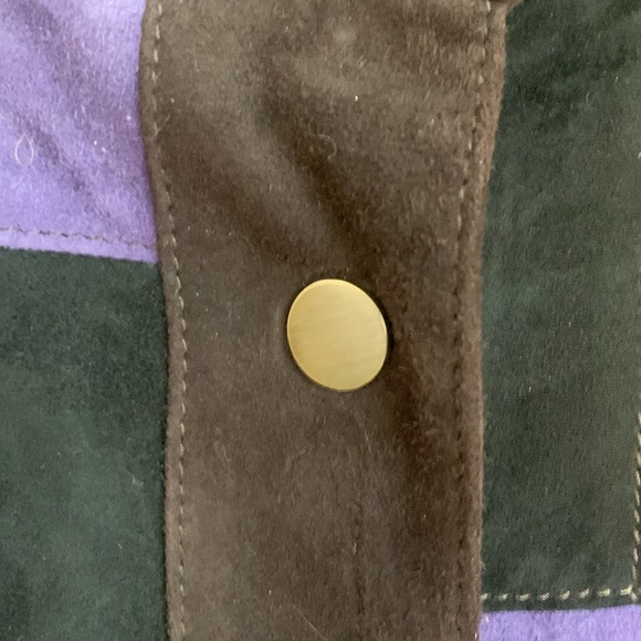 WORTH genuine Leather vintage patch Skirt geometric patchwork squares 8 💜🤎 boho - Picture 2 of 5